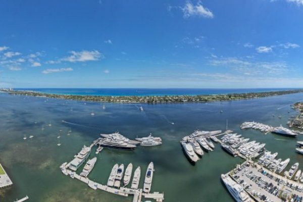 Florida marina aerial panorama by 581 Drone Services